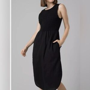 Prana Black Sleeveless A-Line Midi Dress